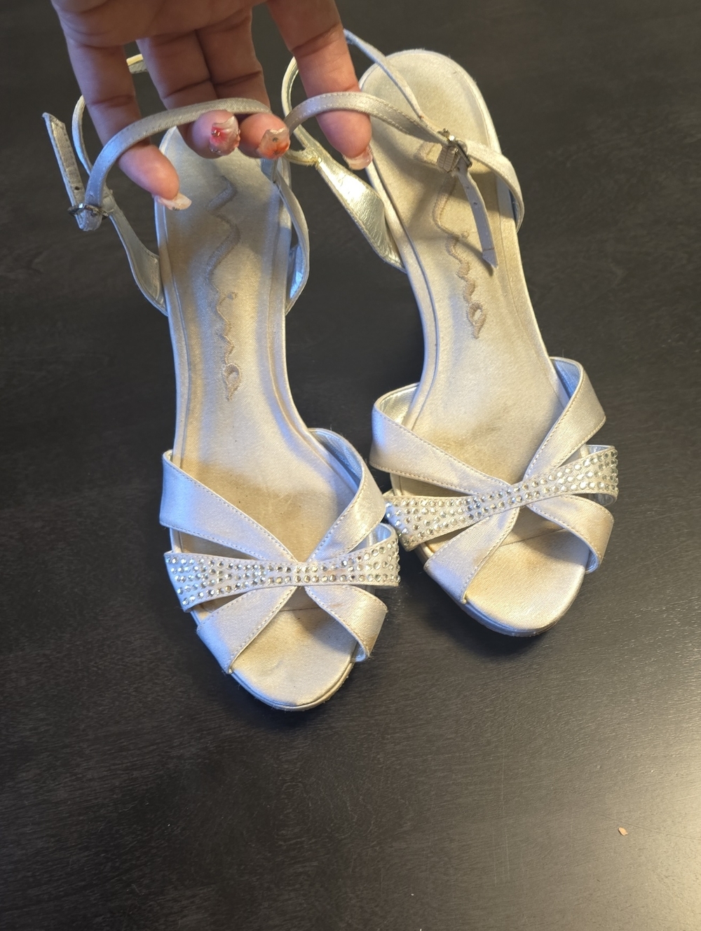 MIA Silver Crystal Strap Open-Toe Heels